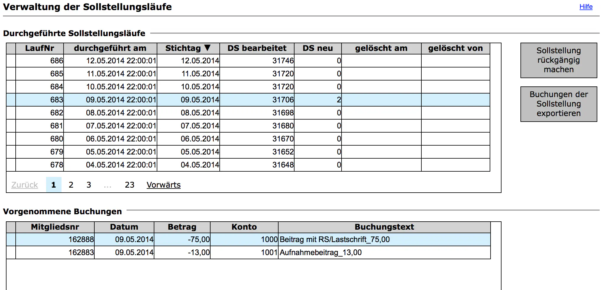 Sollstellungsläufe